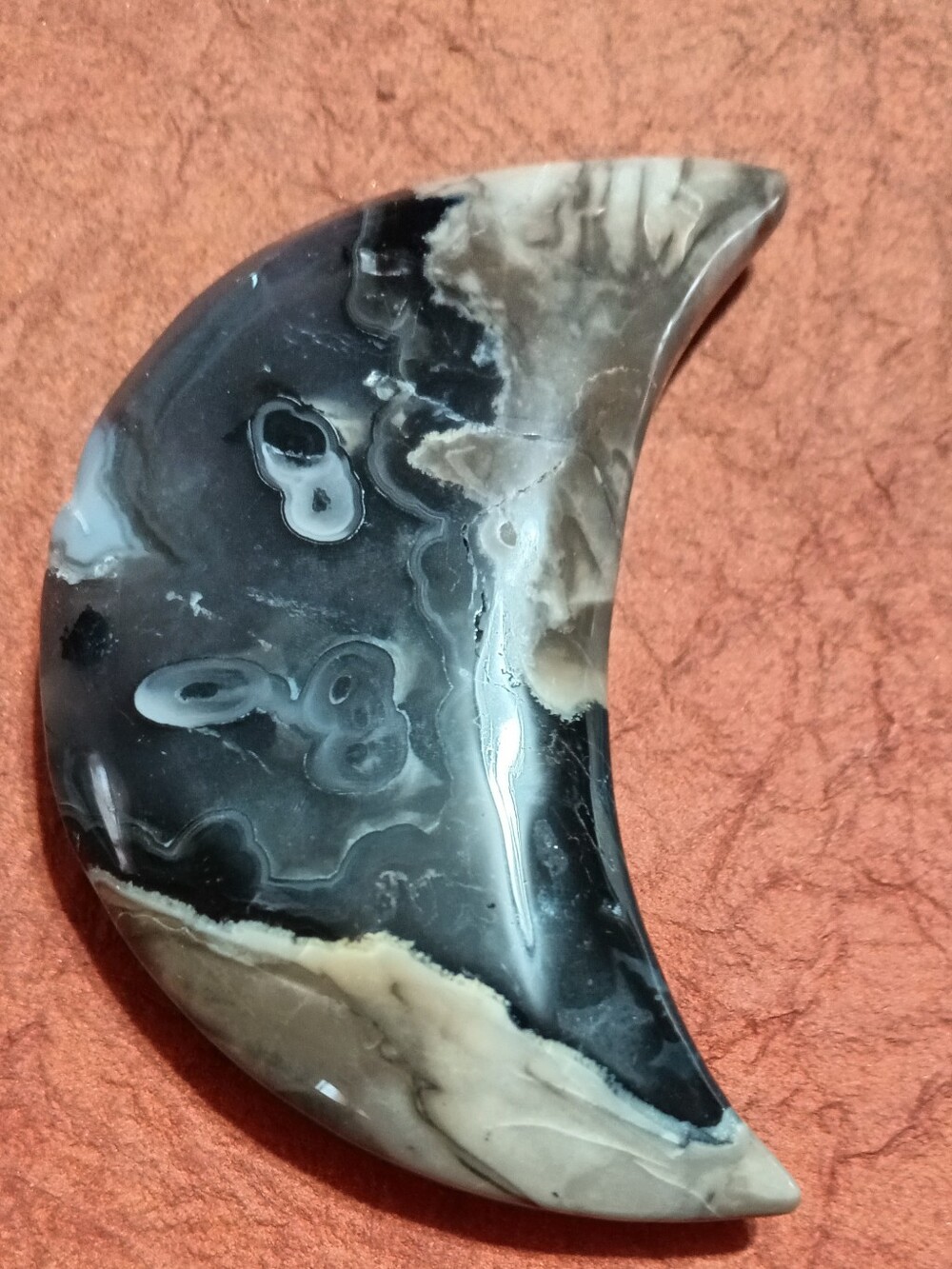 Crescent Stone Volcano Agate Crystal Moon